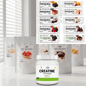 Creatina Creapure 300 Grs + Barritas 12 grs proteina + Harina de Avena Regalo